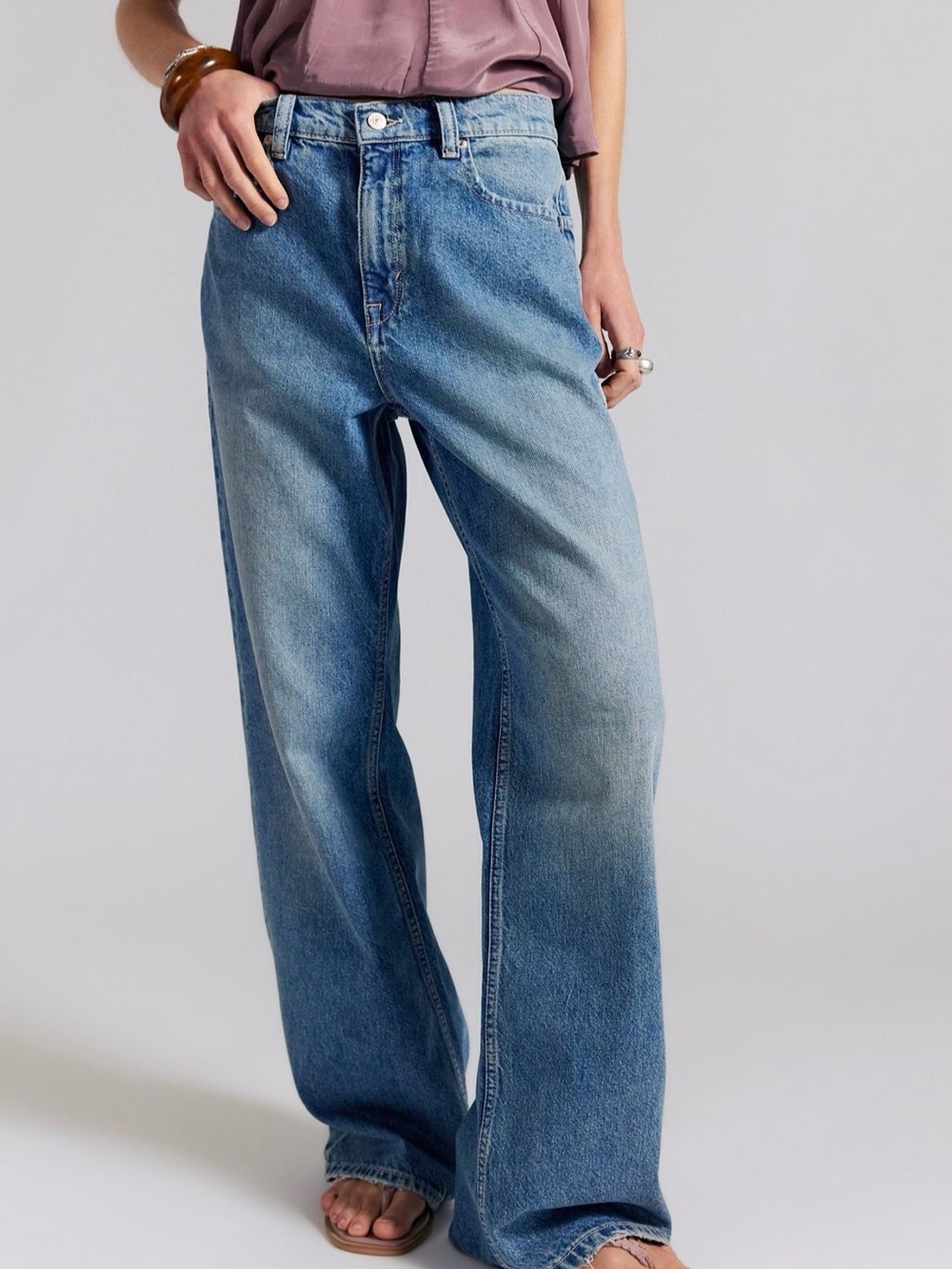 NWT We The Free Tinsley Baggy High-Rise Jeans in Hazey Blue